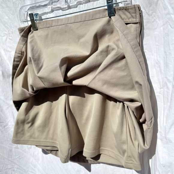 Khaki Tan Pleated Mini Skirt with Built In Short/Skort - Picture 3 of 4